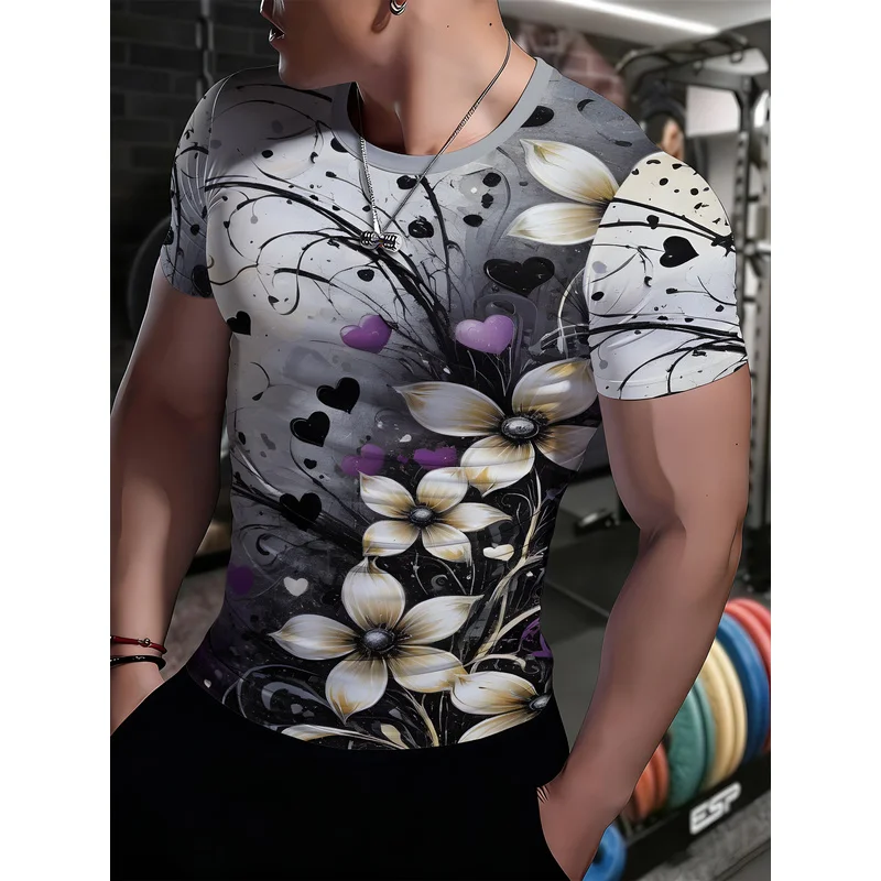 Men's High-Elasticity Fitness Short Sleeve ShirtTShirt3DPrinted tight-fitting quick-dry sports and fitness apparel