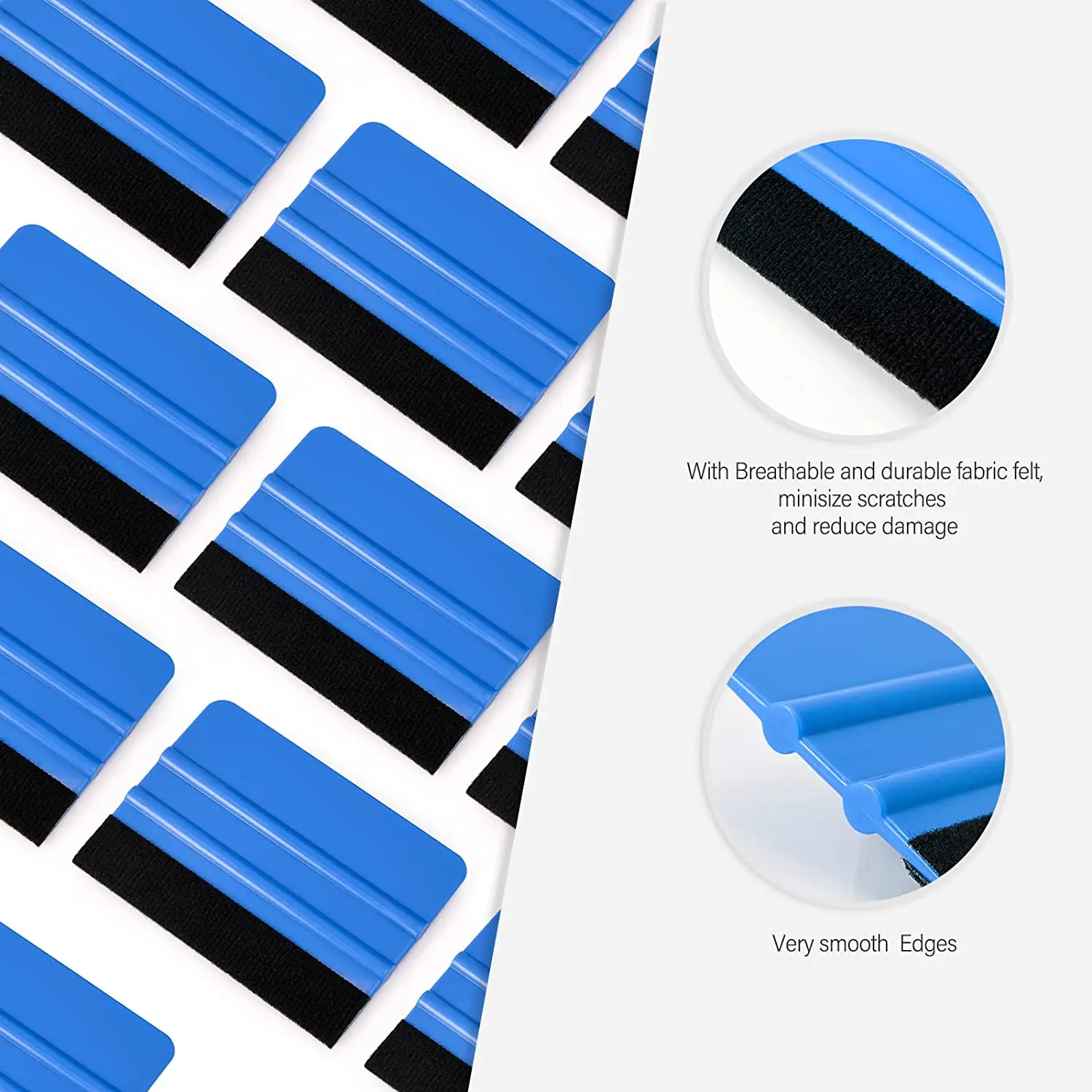 EHDIS 10/50pcs Wrap Vinyl Plastic Squeegee With Edge Fabric Felt Car Styling Window Glass Water Removal Tools Cleaning Scraper