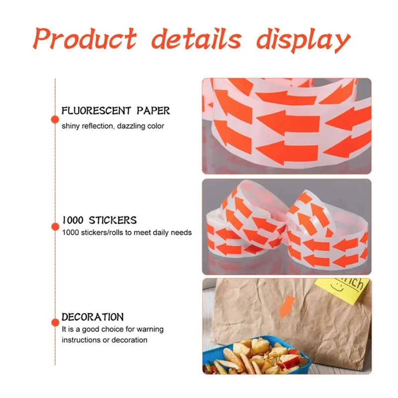 1000Pcs/ Roll Fluorescerende Kleur Label Bright Arrow Label Kleur Codering Inventaris Labels Zelfklevende Decoratieve Stickers