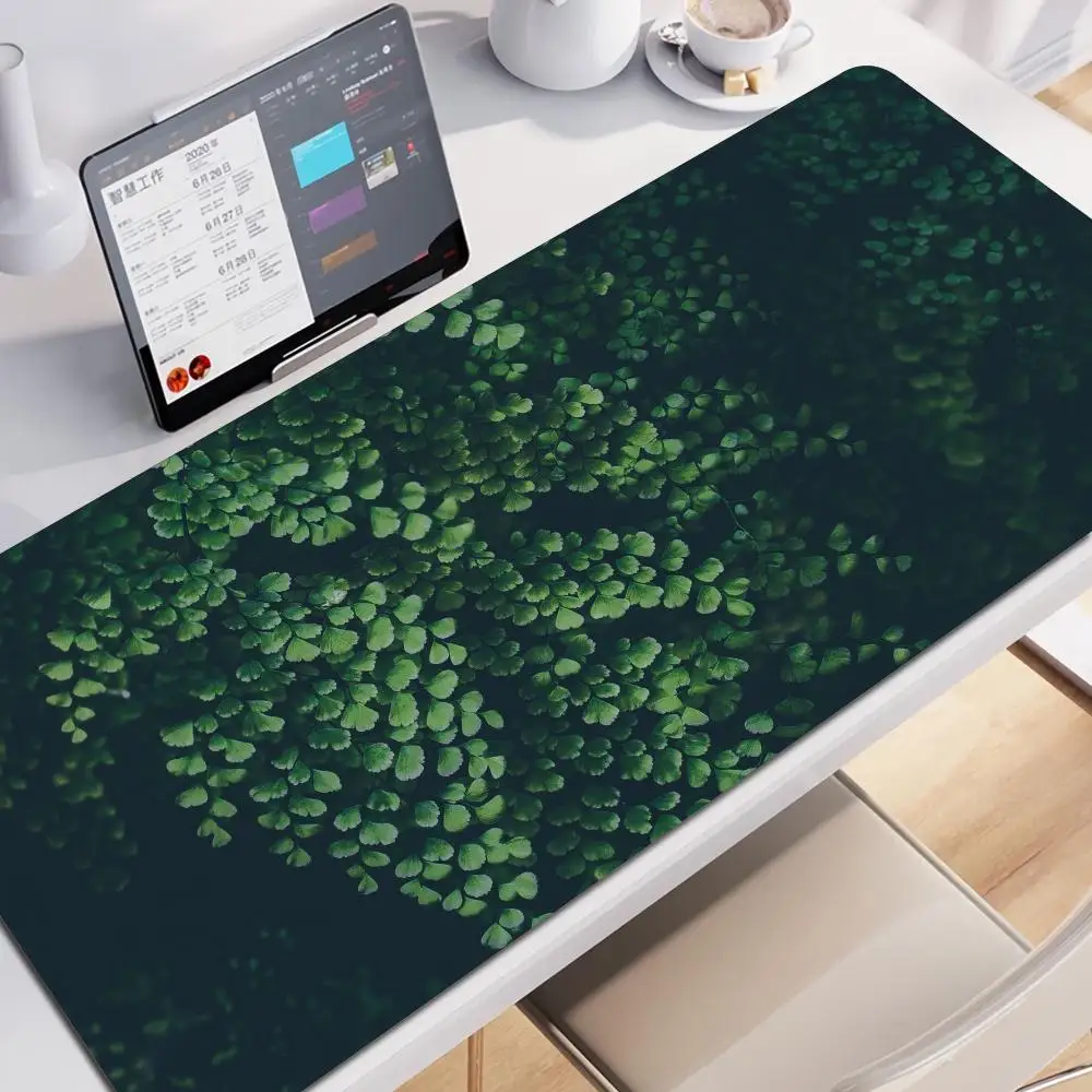 

Green Tropical Plant Mouse Pad Gamer Accessory Large Home Mousepad E-sports keyboard pad Soft Carpet Non-Slip Computer Table Mat