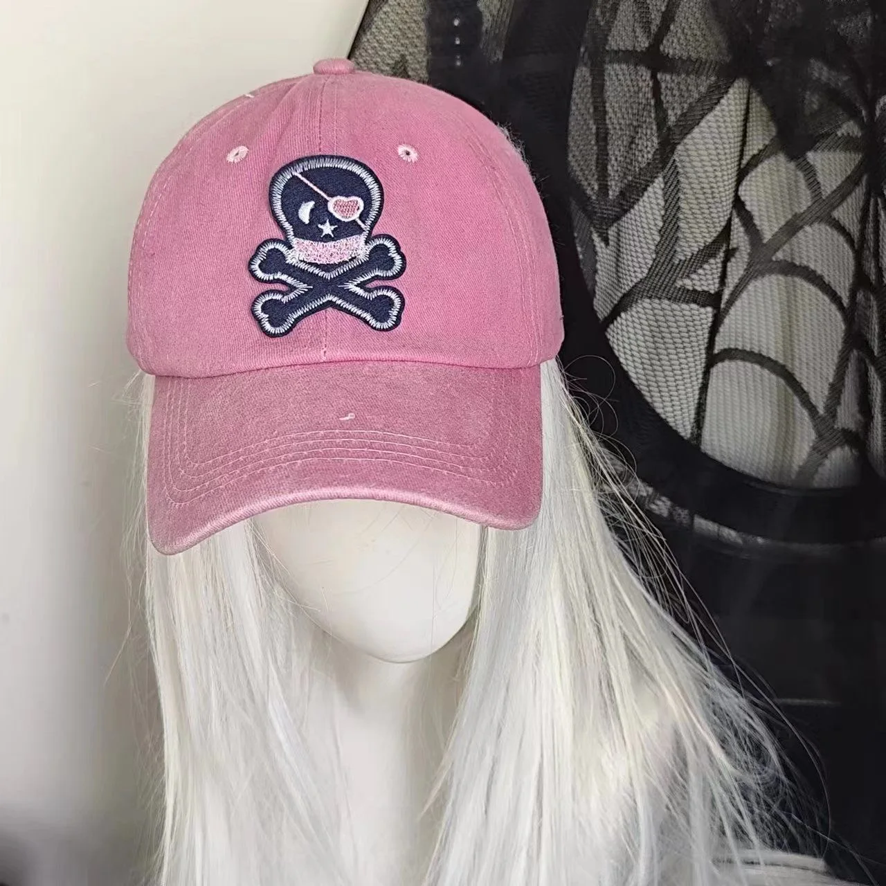 Casquette de Baseball avec tête de mort brodée pour femmes, chapeau Ins Y2K rose, doux et Cool, décontracté, visière, accessoires Harajuku, nouvelle collection