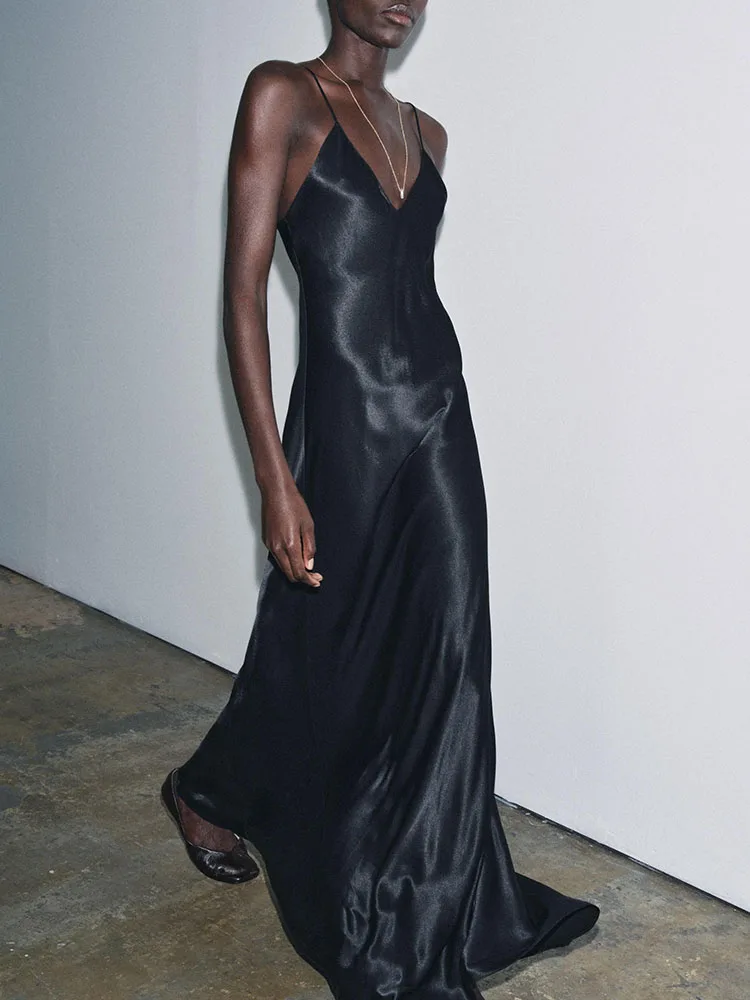 Doux Faionable 2025 hiver nouveau femmes longue Sve Midi Dr v-ne robe Ele Sexy robe à bretelles pour Par