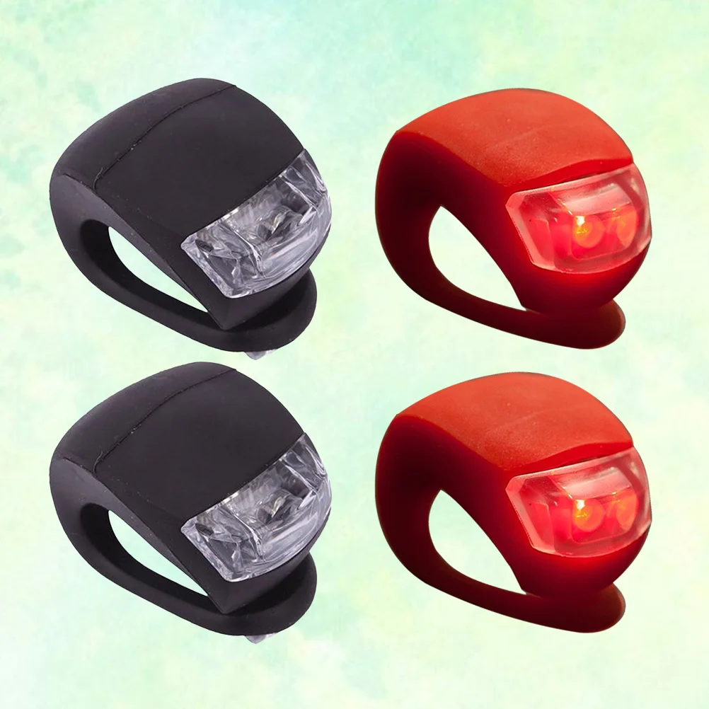

4pcs Bike Cycling Silicone Front Rear Wheel Safety Light Lamp Set Bright Waterproof Bike Accessorie(2 Black and 2 Red)