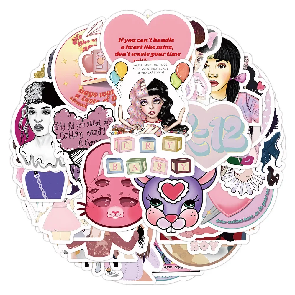 60Pcs Star Singer Melanie Martinez Sticker for Water Bottles Laptop Suitcase Scrapbooking Journaling Kids Adults Toy Gifts