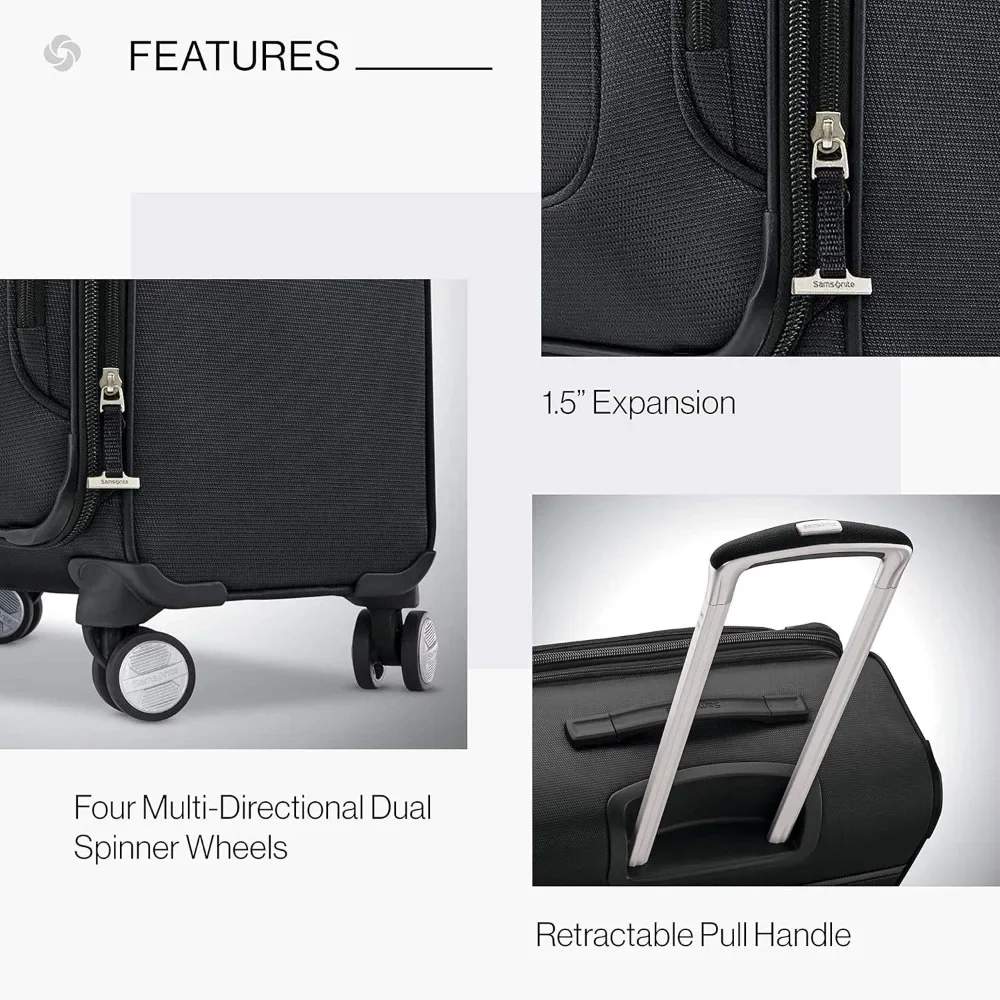 Bagagem giratória extensível Softside com tamanho médio, 25 polegadas, preto meia-noite, bagagem verificada para viagens