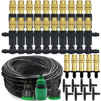 15M-30M Outdoor Misting Cooling System Garden Irrigation Watering 1/4'' Brass Atomizer Nozzles 4/7mm Hose for Patio Greenhouse