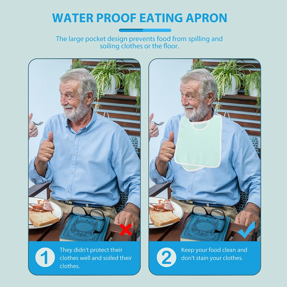 

2pcs Cotton Absorbent Bibs Washable Reusable Elderly Adult Eating Apron For Mealtime Saliva Towel Clothing Protector Health Care