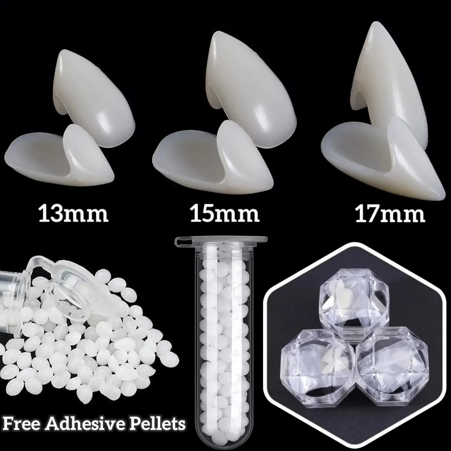 Halloween Vampire Teeth 3 Pairs Horror False Teeth with 2 Teeth Glues for Halloween Cosplay  Dress Up Costume Party Props