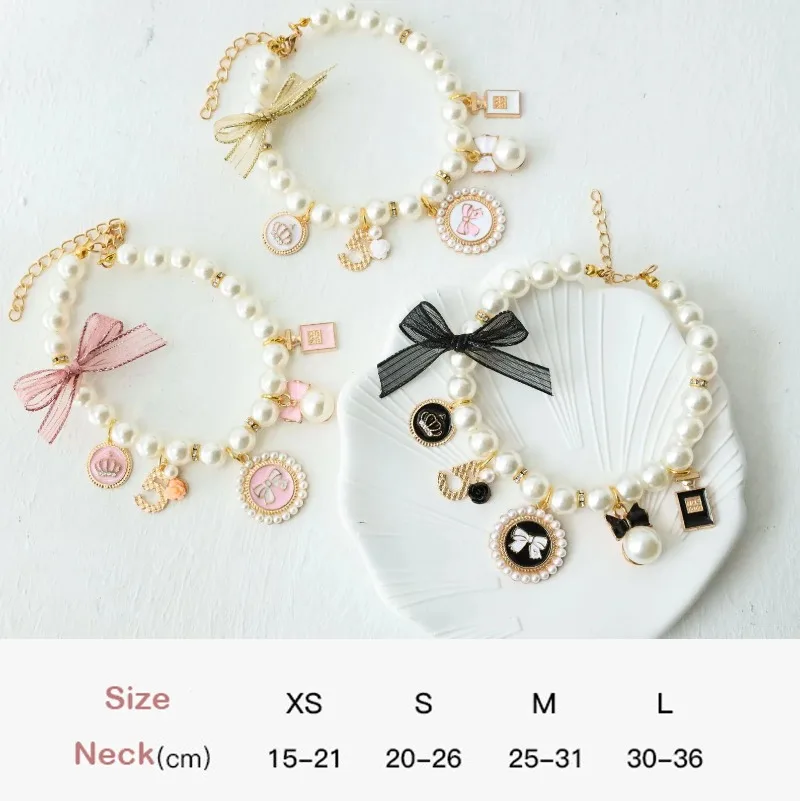 Collar de Perlas para Mascotas, Joyería para Gatos, Colgante de Princesa, Collar de Perro con Decoraciones Dulces, Collar de Diamantes de Imitación para Cachorros, Accesorios para Chihuahua