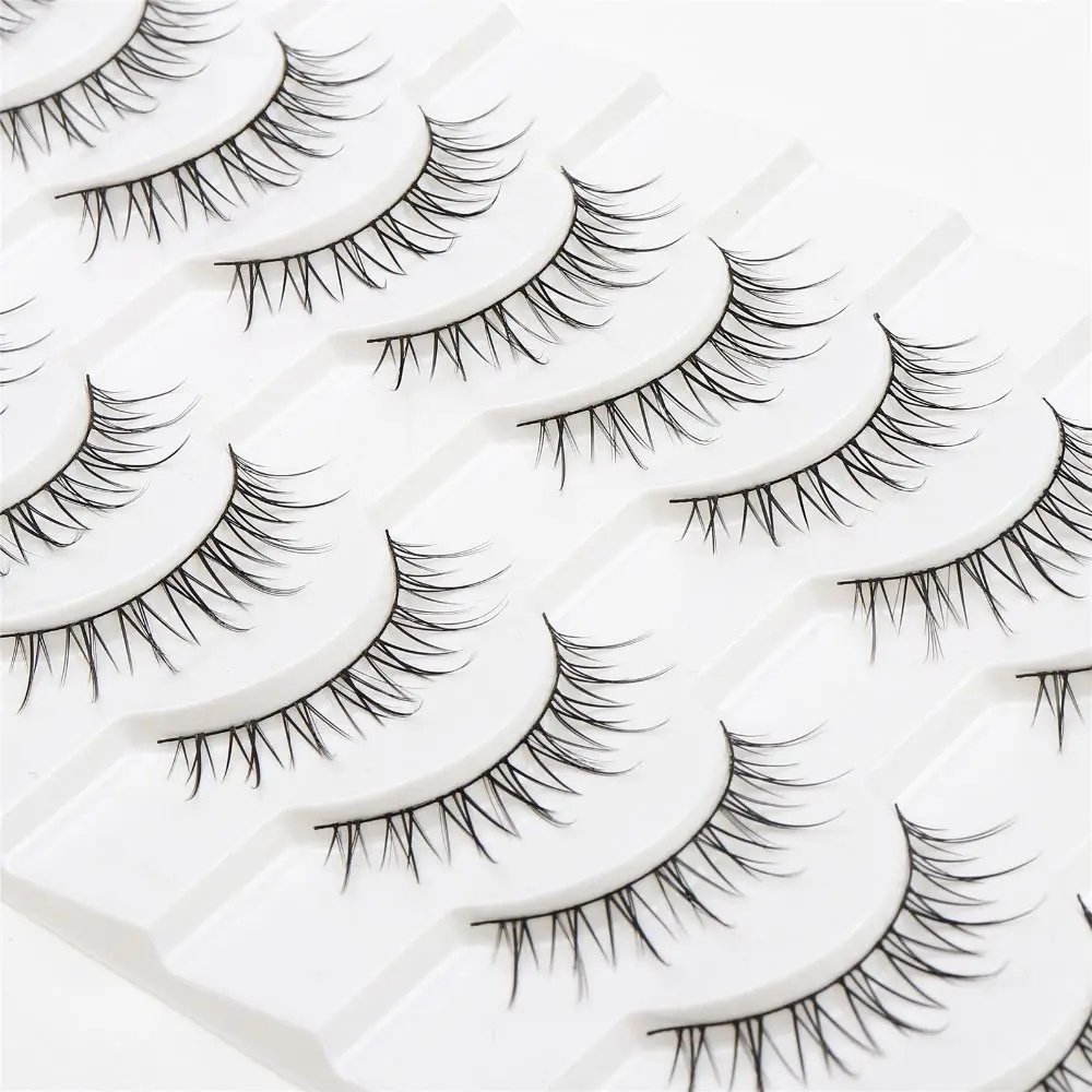 10 Pairs Natural Look Light Brown Lashes Japanese Cosplay Anime Eyelashes Extension Faux Mink Dramatic Fluffy Manga Eyelash