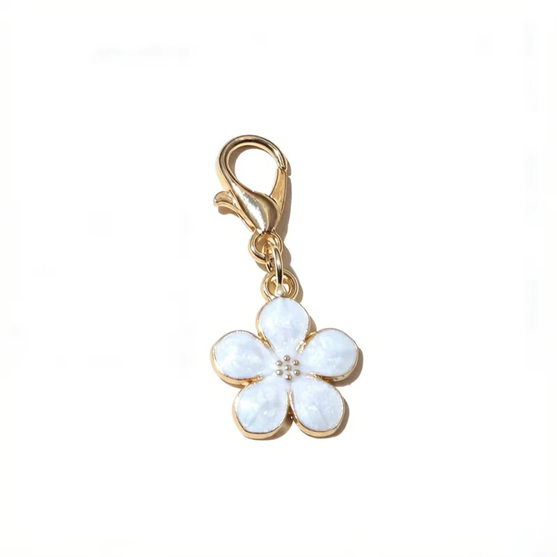 10pcs Lobster Clasp with Enamel Flower Charms