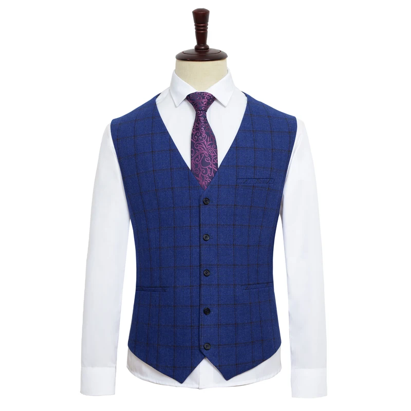 Plaid Men's Suit Vest，sleeveless Jacket with Pockets，fitted Single-breasted，Single Vest，stage Costume，high-quality Wedding Art