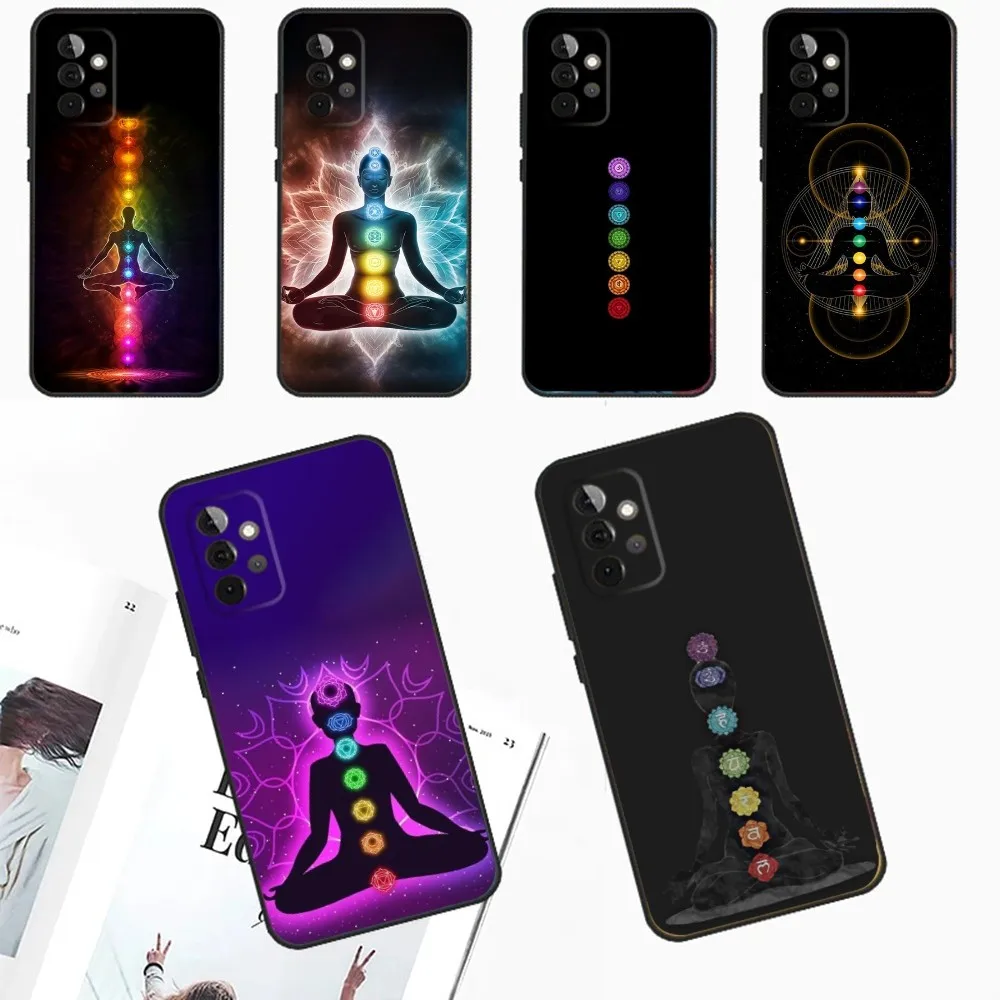 

Mandala Chakra Yoga Phone Case For Samsung Galaxy A13,A21s,A22,A31,A32,A52,A53,A71,A80,A91 Soft Black Phone Cover