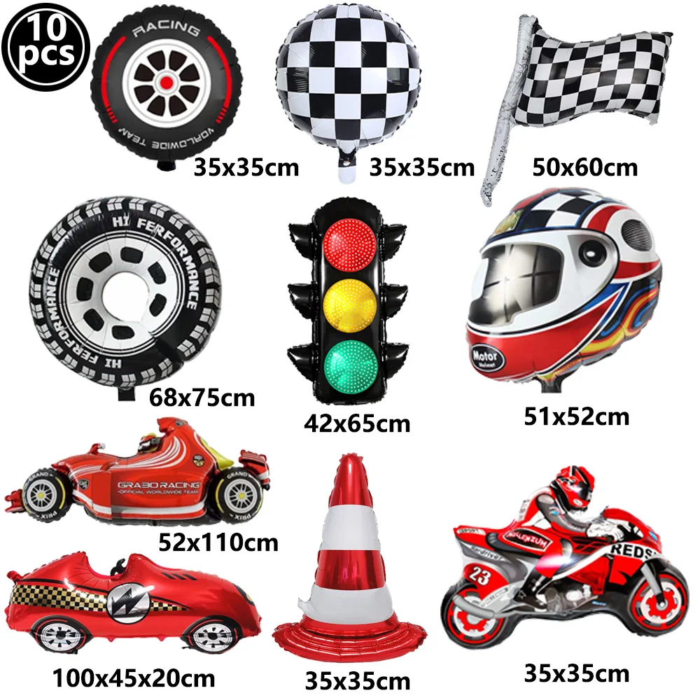 Rennwagen-Partyzubehör, karierte Flaggen, Mini-Verkehrskegel, Rennstrecke, Matte, Tischdecke, Hängeflagge, Rennwagen, Geburtstagsdekorationen