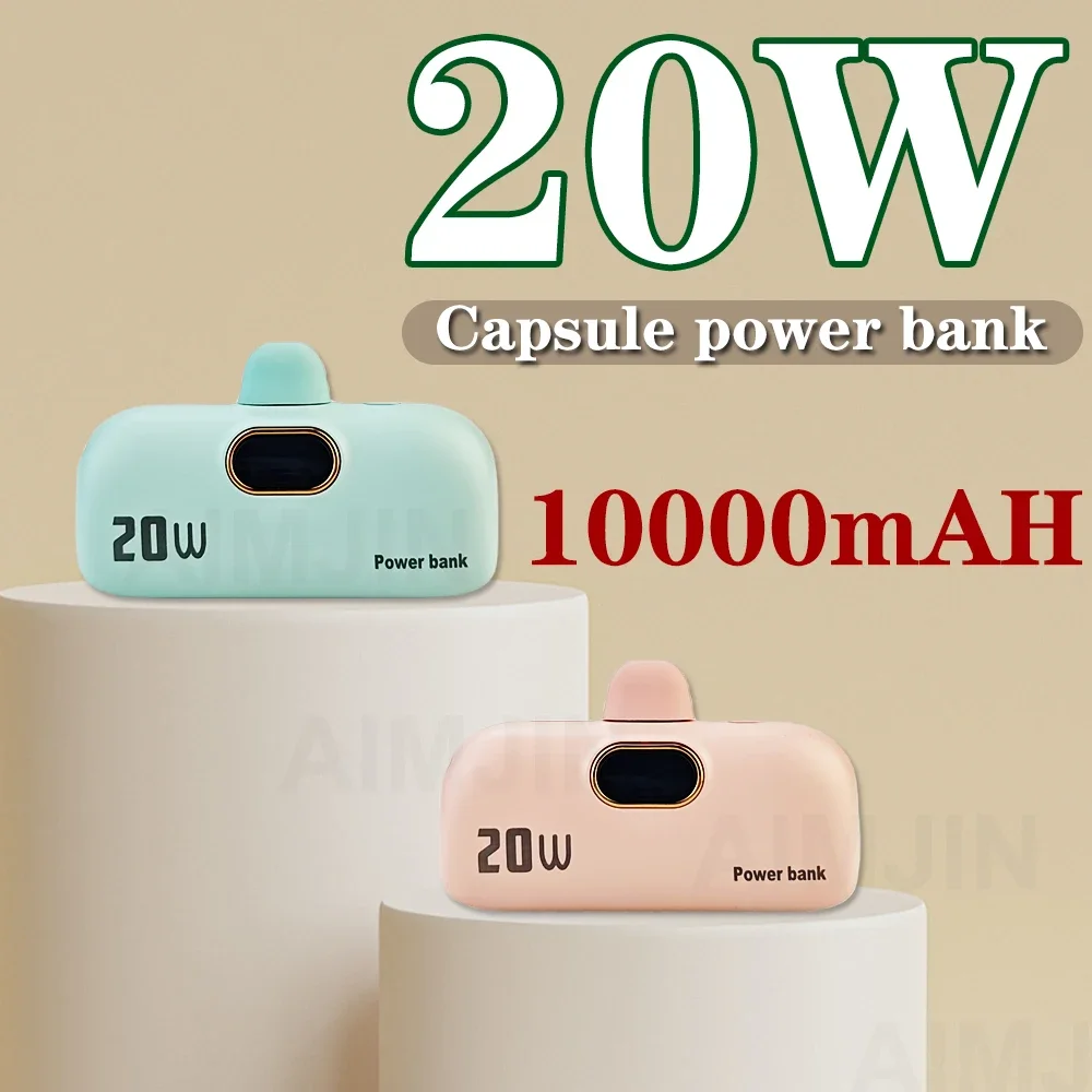 

10000mAh Mini Power Bank for IPhone Charger High Capactity Mini Capsule Power Bank Digital Display 20W Fast Charging