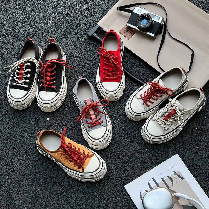 

MDMicoleD Little White Shoes New Thick-soled Heightening Spring Casual Fashionable and Comfortable Women's Sneaker Canavas