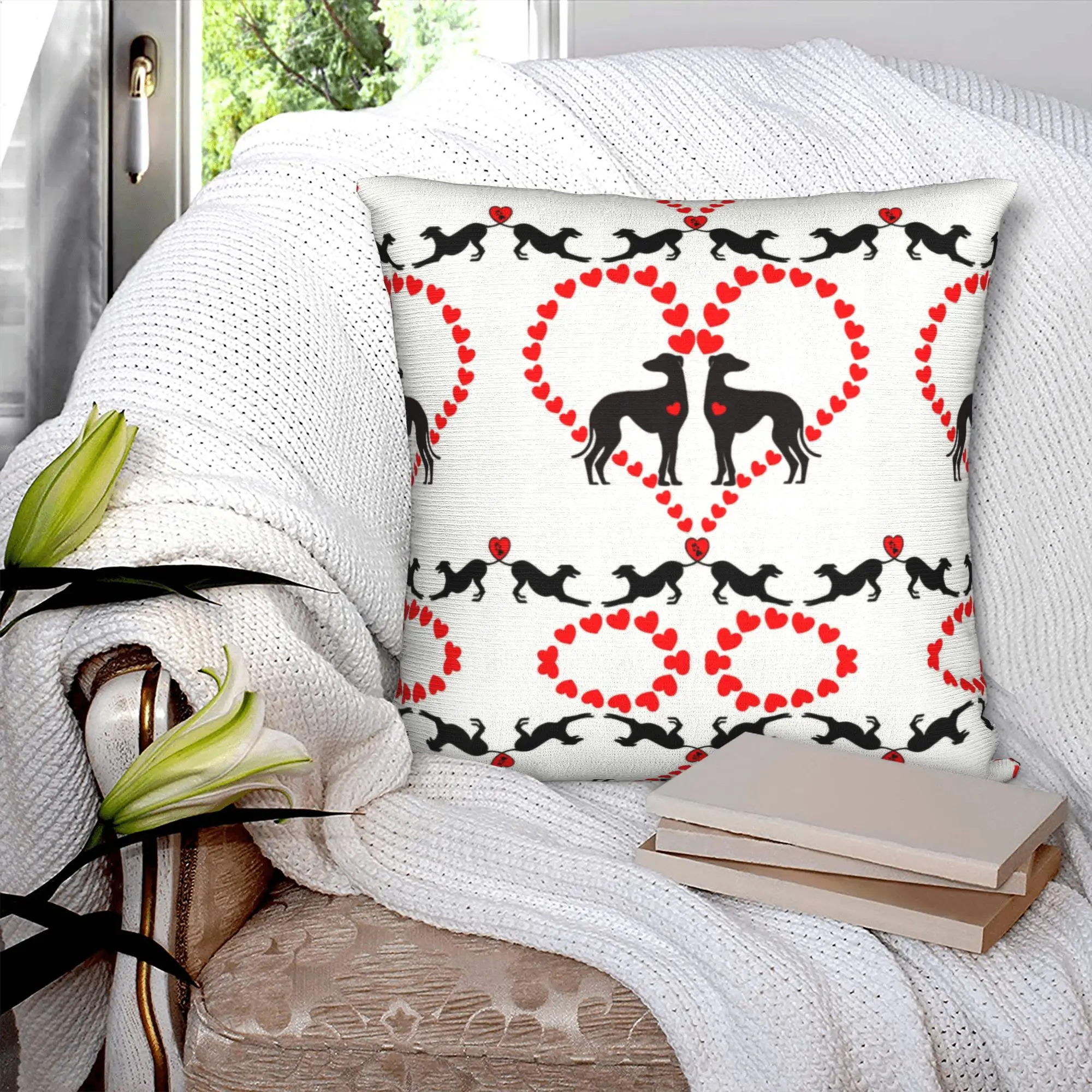 Greyhound Greytest Love Modern Throw Pillow Covers Bedroom Decoration Whippet Sighthound Dog Heart Sofa Cushion