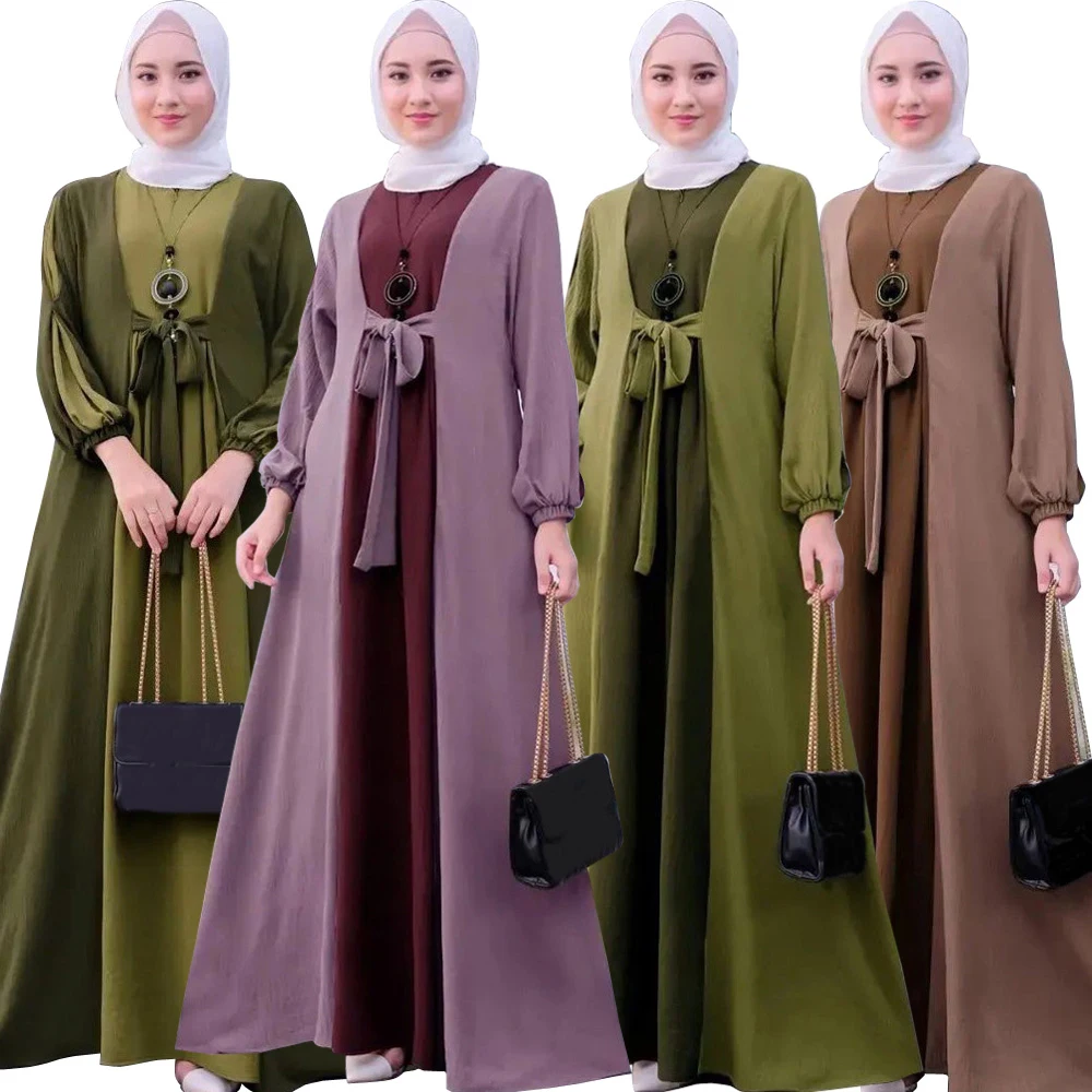 

Middle East Eid Abaya Women Muslim Maxi Dress Lace Front Kaftan Dubai Turkey Robe Islamic Clothing Djellaba Musulman Abayas Gown
