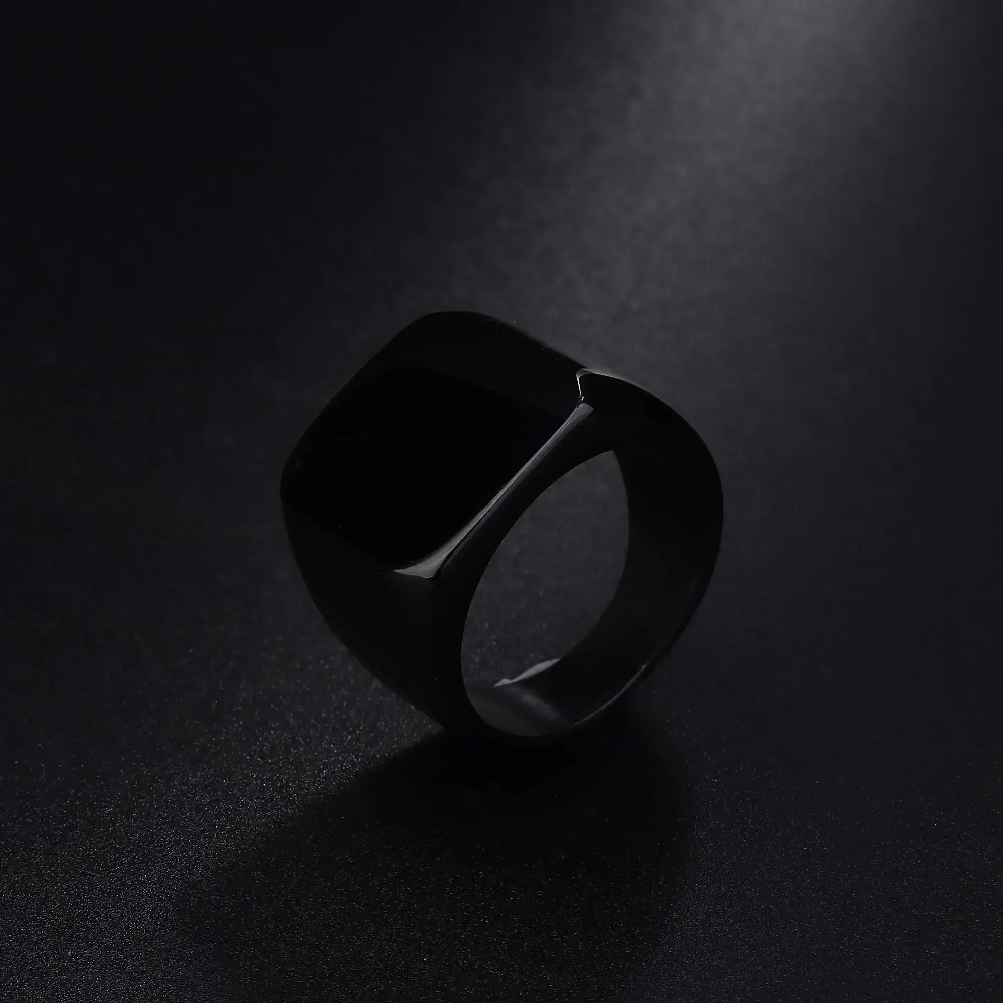 MYYA Men\'s Smooth Black Stainless Steel Rings Width Signet Square infinity Finge Ring Hiphop Male Wedding Party Jewelry Gift