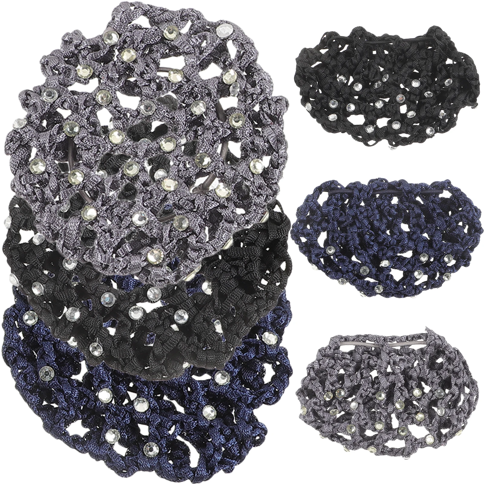 

6Pcs Bun Hair Net Elastic Rhinestone Covers Bridal Ballet Hairnets for Professional Women Nurse Wedding Hair Wraps Accessories