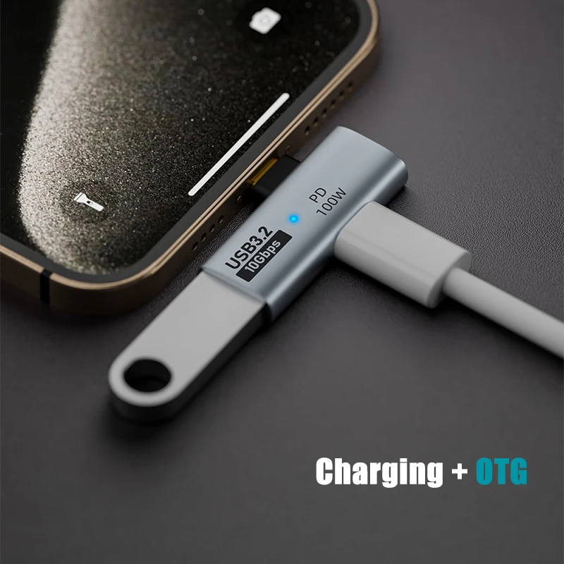 10Gbps Data 100W PD Charge USB 3.1 Gen 2 Phone Laptop Aluminum OTG Hub Adapter 1 in 2 out Converter for 15 Pro/Max Macbook