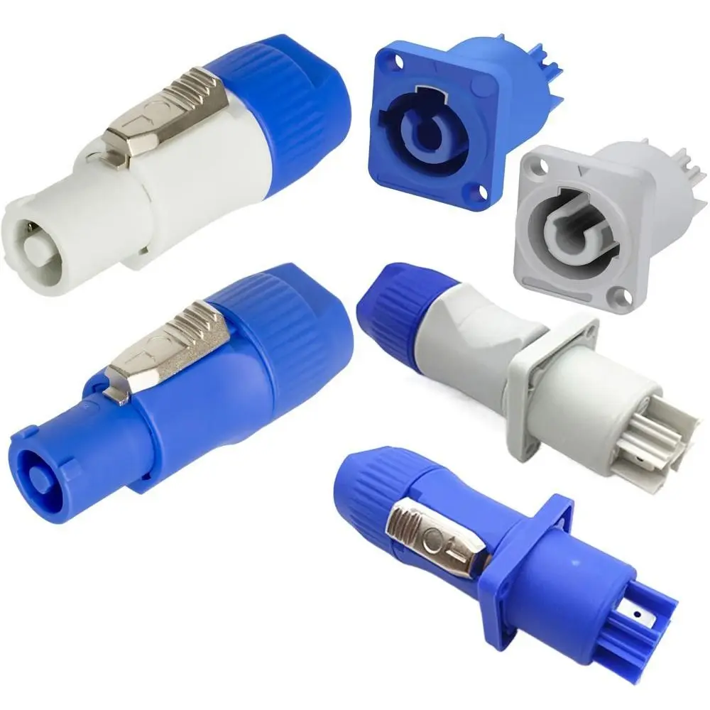 20A Powercon Connector 250V 3 PIN Stage Light LED Power Cable Plug Blue White Socket Audio Power Plug Connector