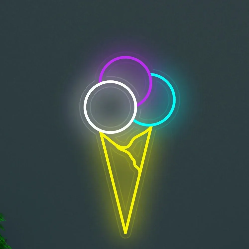 Ice Cream Neon Sign Sweet Neon Light Three Ice Cream Balls Led Light Custom Sweet Led Sign For Lover Wall Art Home Neon Signs