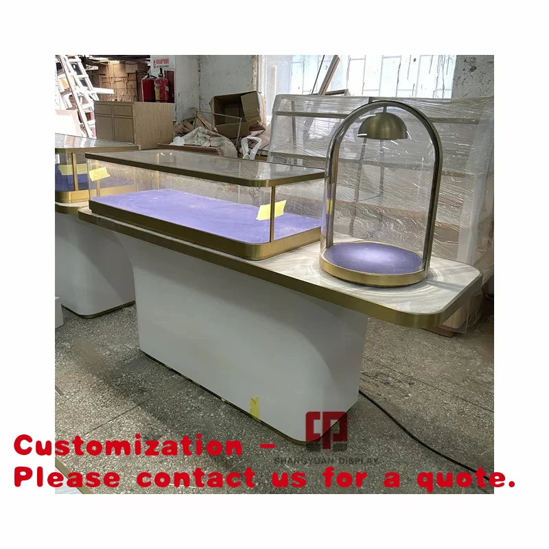 Customize.Luxury Round Jewelry Showcase Modern Fashion Jewelry Display Jewellery Shop Custom Glass Jewellery Counte
