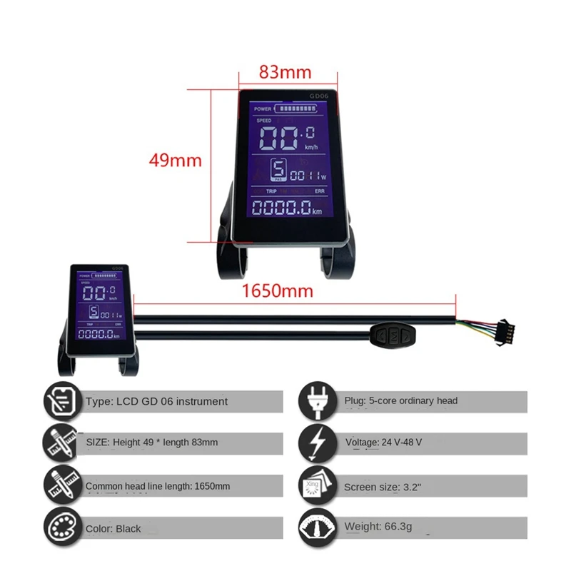 Electric Bicycle 36V/48V 30A 750W 1000W 2 Model Sinewave Controller GD06 Display Ebike Conversion Kit Durable Easy To Use