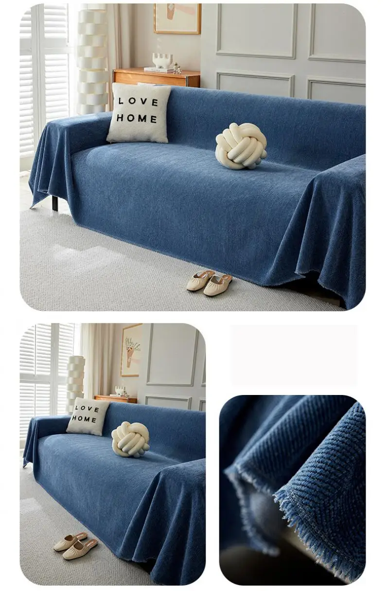 Einfaches Chenille-Sommer-Sofa-Handtuch Einfarbig Multifunktionales Dekoratives Heim-Sofa-Handtuch Sommer Universelle Sofa-Abdeckungen – Detail 14