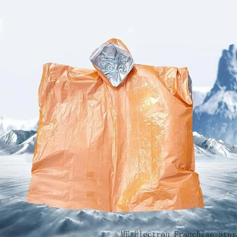 T5ea Thermal Emergencho Poncho à prova vento para camping e atividade ao ar livre