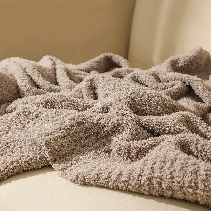 Plush Knit Throw Blanket Solid Color Fluffy Fleece Sofa Cover Cozy Soft Sherpa Bed Throw for Winter Nap & Nordic Home Decor