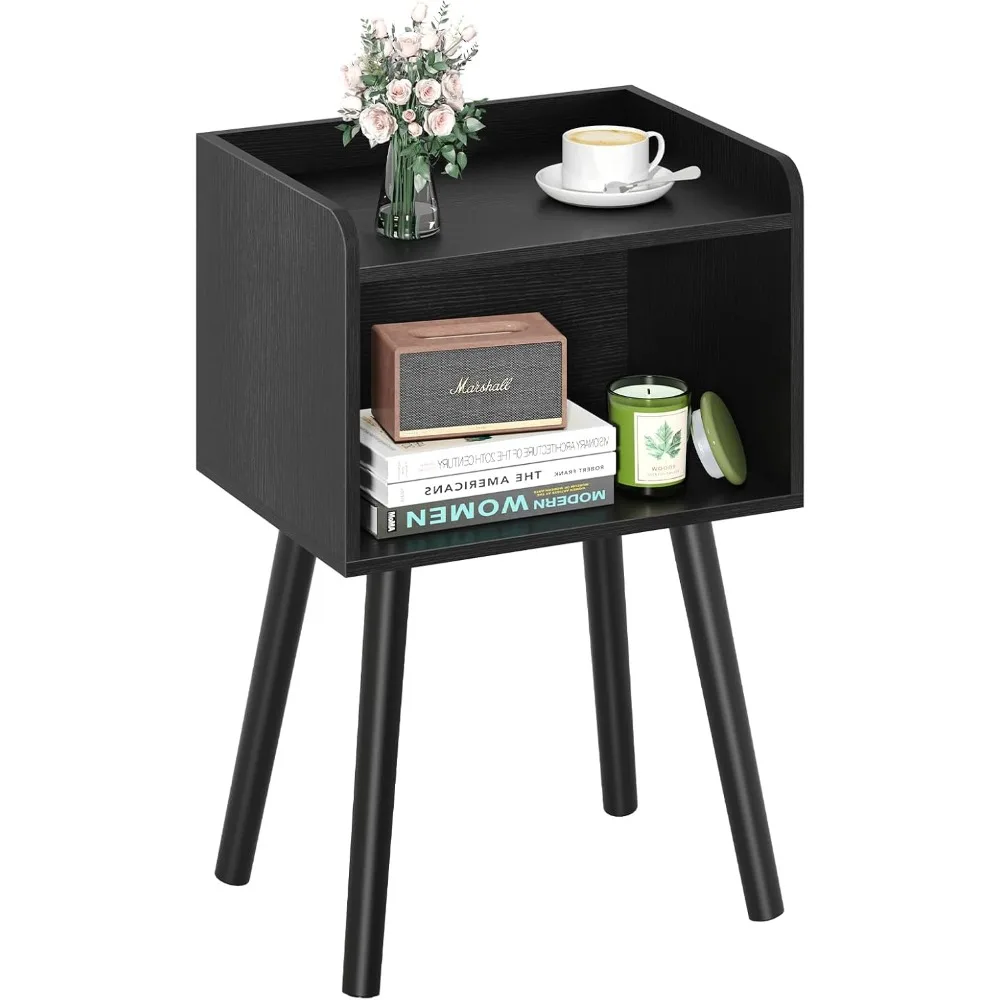 

Mid Century Modern Nightstand for Small Spaces, Small Side Table with Storage Shelf, Wood End Table Night Stand, Vintage End Ta