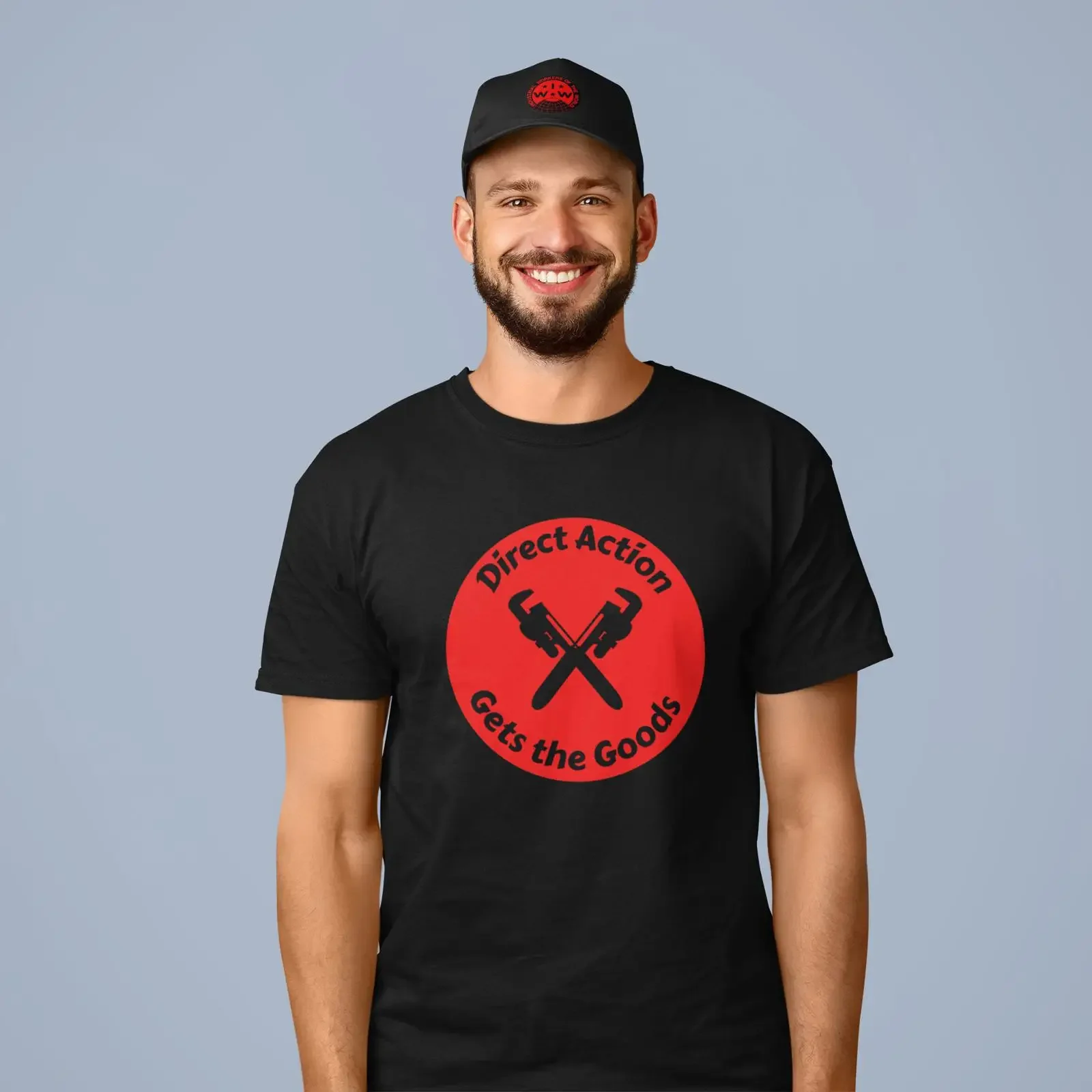 Direct Action Gets the Goods T Shirt IWW Inspired vintage Washed fashion Stylish Soft designer clothes Slightly Breathable