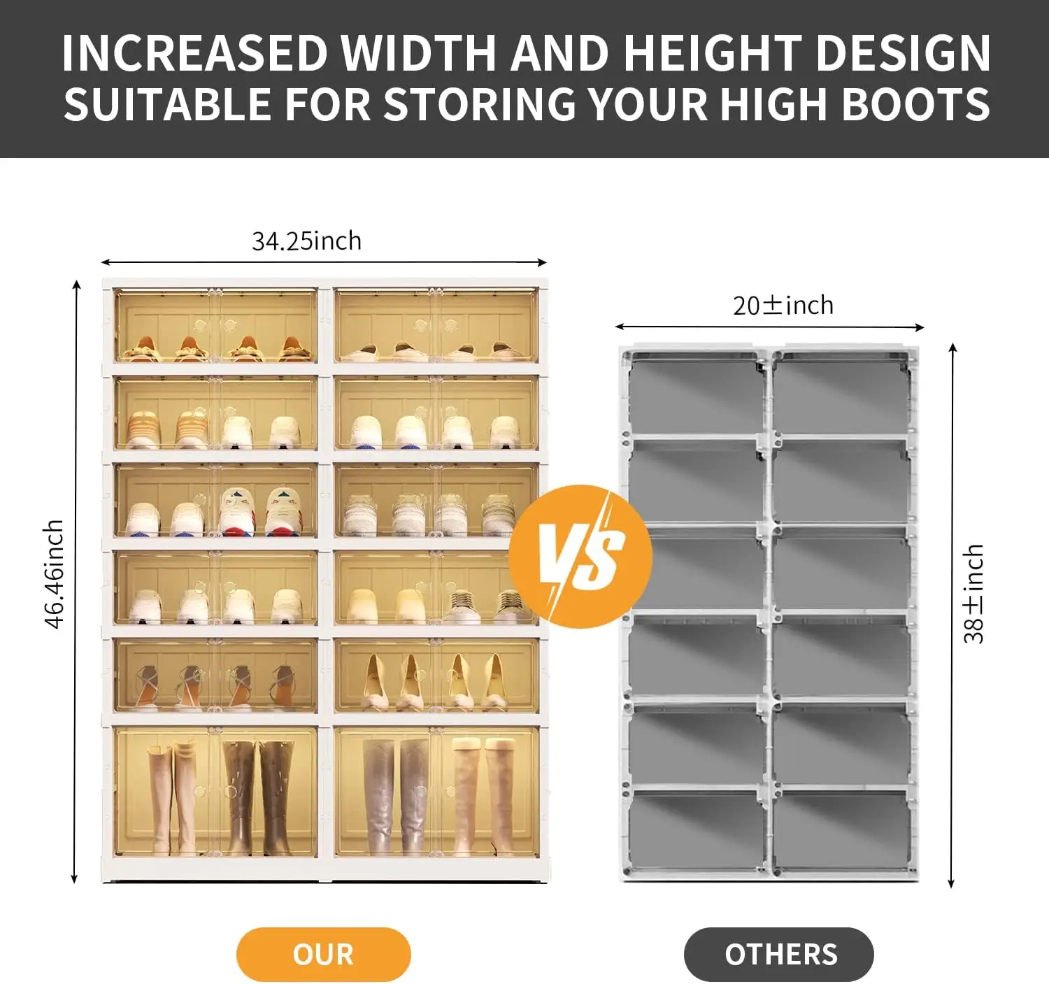 Shoe Rack Organizer for Closet 24Pairs Plastic Shoe Shelf Collapsible Shoes Storage Box Clear Shoe Boxes