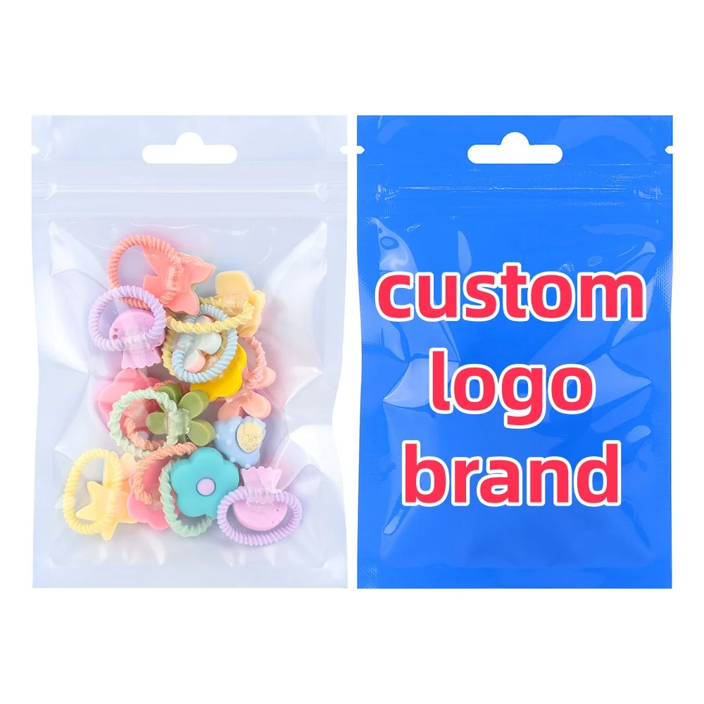 

100PCS Blue Clear Front Hanging Ziplock Bags - Translucent Storage Pouches for USB Cables, Phone Accessories, Socks Small Items