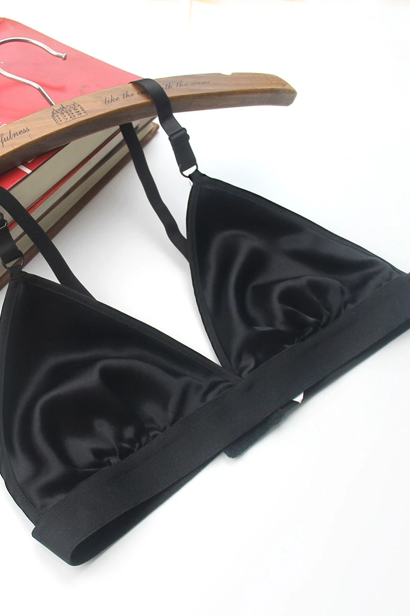 Silk bra, double-sided mulberry silk bra, without steel ring, thin bikini triangle cup bra, comfortable, breathable,