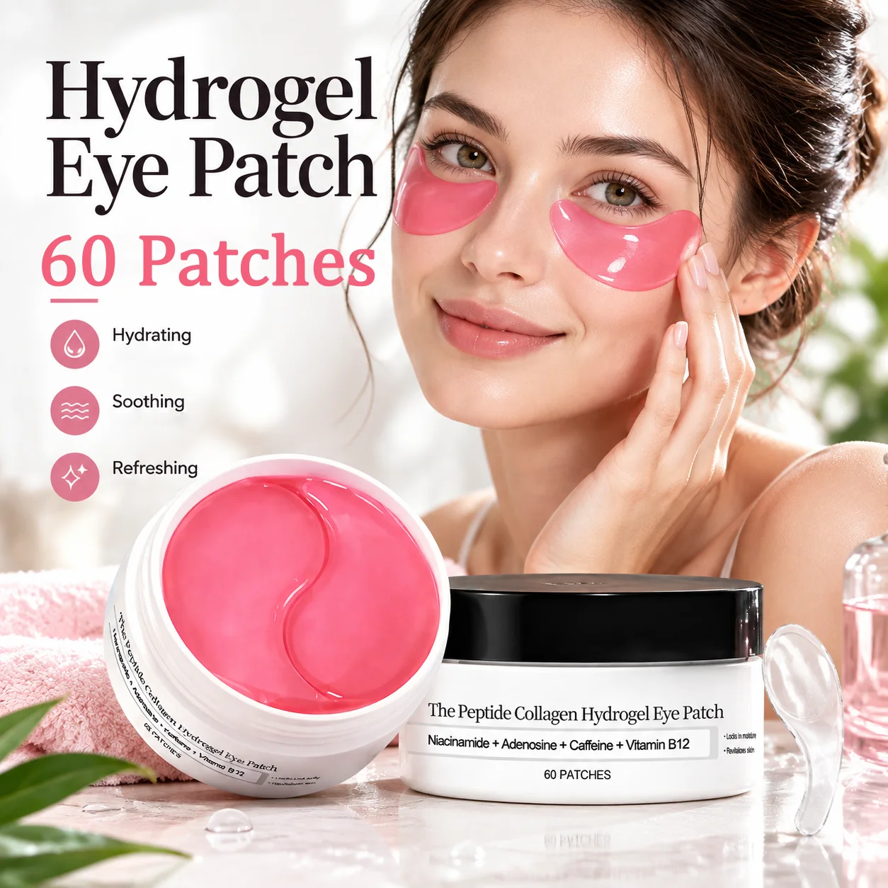 60 Pcs Collagen Peptide Eye Care Patches Hydrating Under Eye Mask Moisturizing Hydrogel Pads Daily Eye Skincare Mask Korea