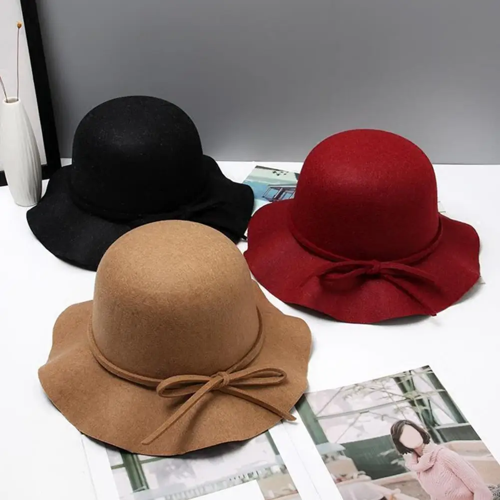 Beautiful Basin Cap  Casual Wave Brim Winter Hats  Korean Style Vintage Casual Fedora Hat Bowler Top Hats