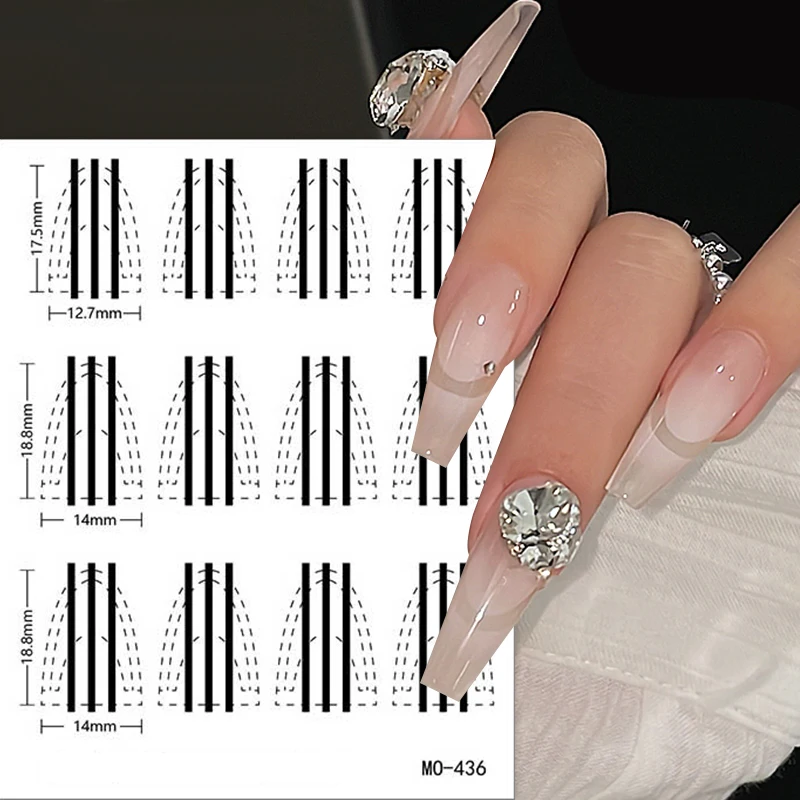 3D French Nails Template Stickers Nail Edge Strip Wave Design French-style Manicure Auxiliary DIY Tip Tools Decal Accessories