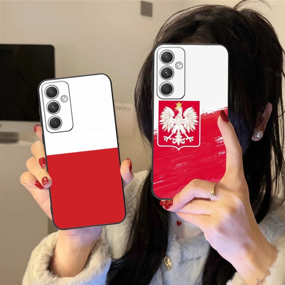 Poland Polska Flag Mobile Cell Phone Case for Samsung Galaxy S24 S23 S22 S21 S20 S10 S9 Plus FE Ultra Lite Black Cover Shell