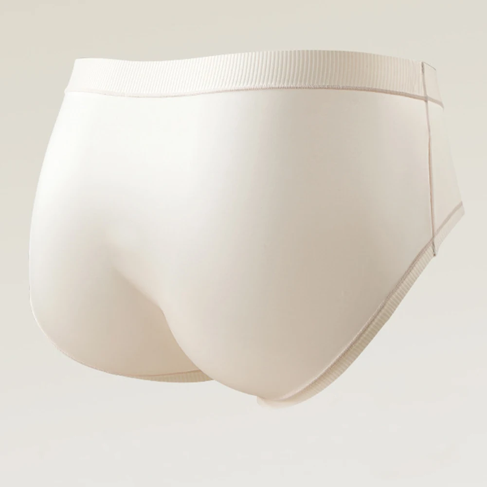 Men Soft Fabric Ice Silk Seamless Mesh Briefs Underwear Middle Rise Cooling Ultrathin Perspective Panties For Summer