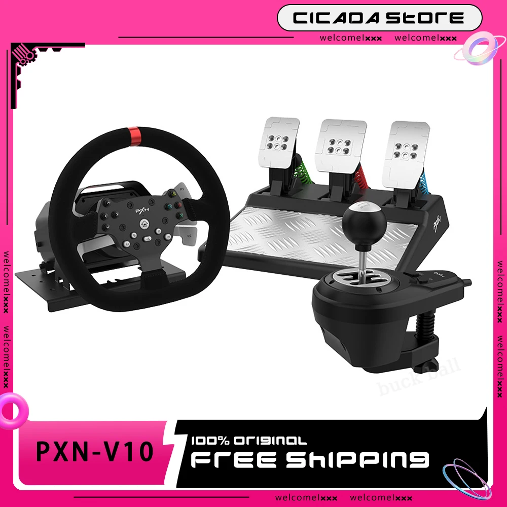 

Original Pxn V10 Steering Wheel Gaming Controller Wired Force 900 Rotation Game Steering Wheel For Ps3/Ps4/Switch/Xbox Man Gifts