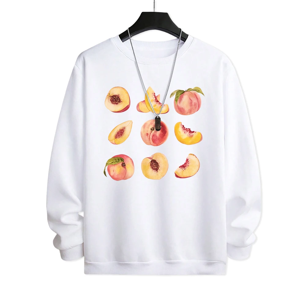 9 Ways To Eat Peaches Print Male Hoodies Comics Pullover Hoody Pattern Fleece Hoody Fashion O-Neck Loose Cartoon Men Clothes