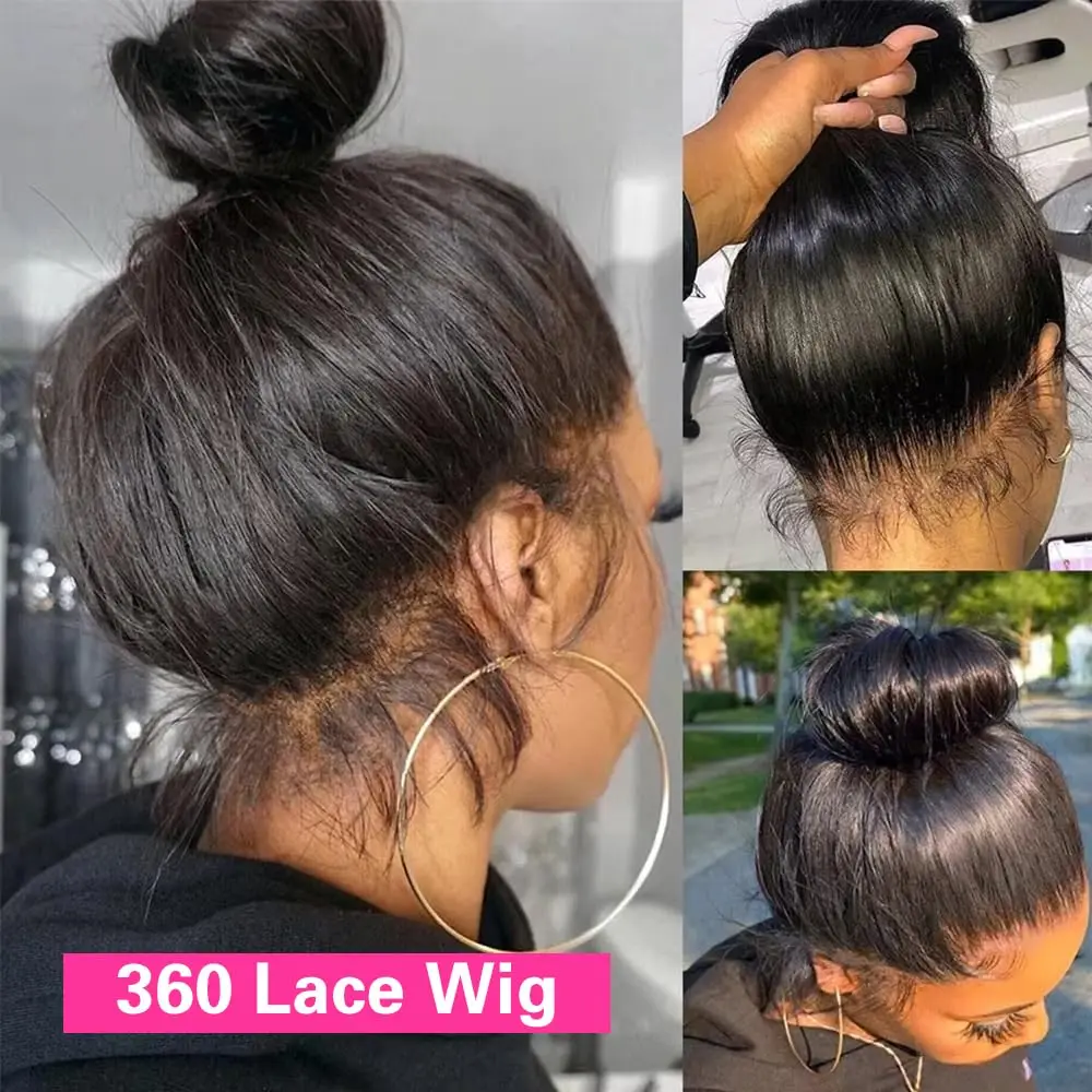 30 Zoll Knochengerade Echthaar 360 13x6 13x4 HD Transparente Vollspitze-Frontal-Perücke Brasilianisches schwarzes Echthaar für Frauen