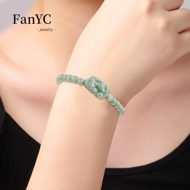 Myanmar Jadeiet Boon Groene Dappere String Met De Hand Gesneden Prachtige Mode Ijs Jade Jadeite Jade Armband Mannen En Vrouwen Vakantie Cadeau