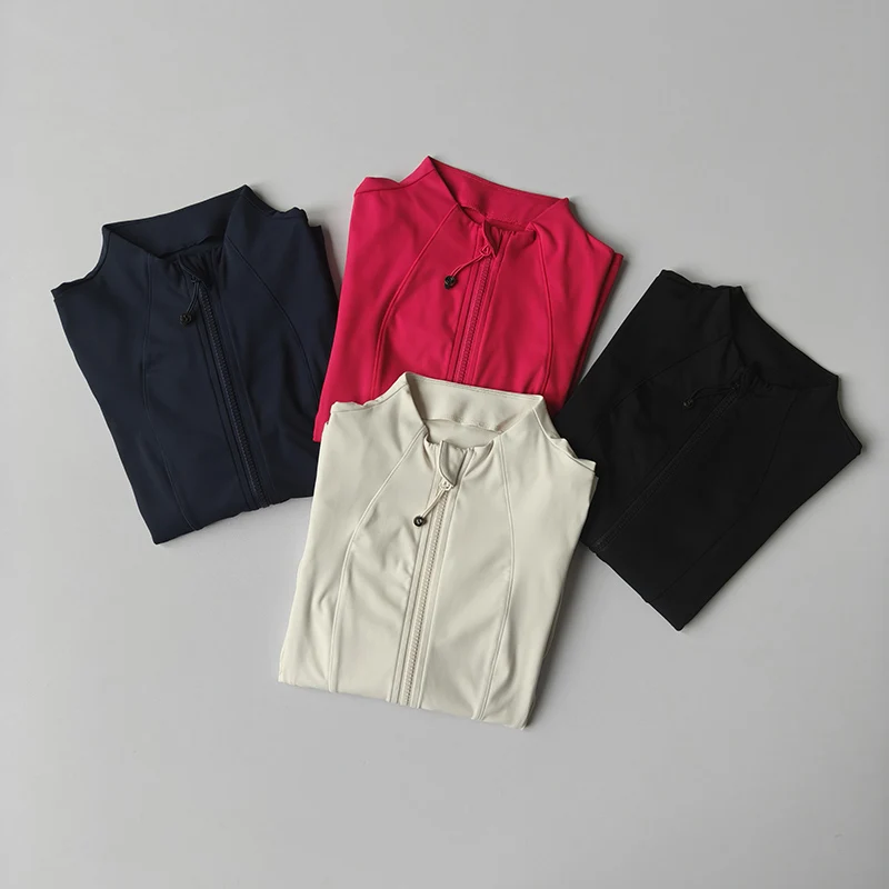 Chaqueta para correr al aire libre para mujer Naked Feeling Slim Fit con cremallera de manga larga para entrenamiento