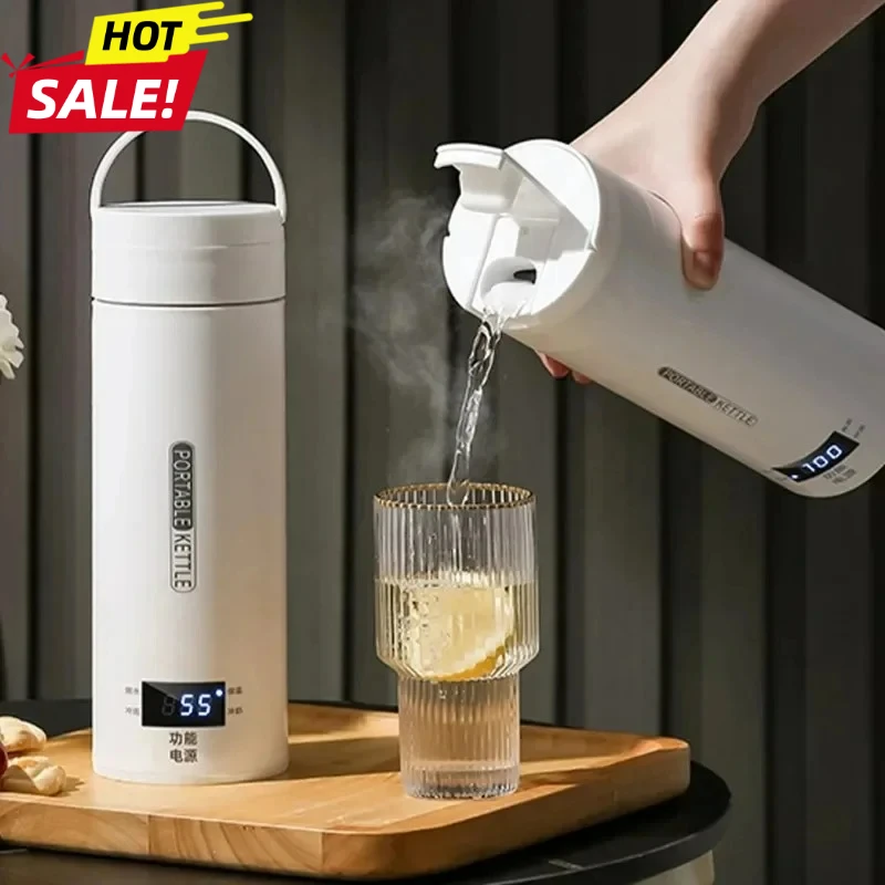 

High Quality500ML Electric Kettles Portable Tea Coffee Kettle Travel Boil Water Thermal Cup Anti-Scald Water Bottle English Menu