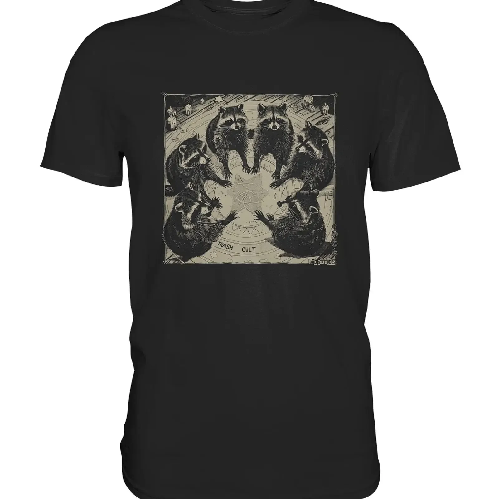 Waschbären Gothic T Shirt Trash Cult Raccoon Goth Witchcraft Damen Herren vintage Washed streetwear graphic Comfortable Unisex
