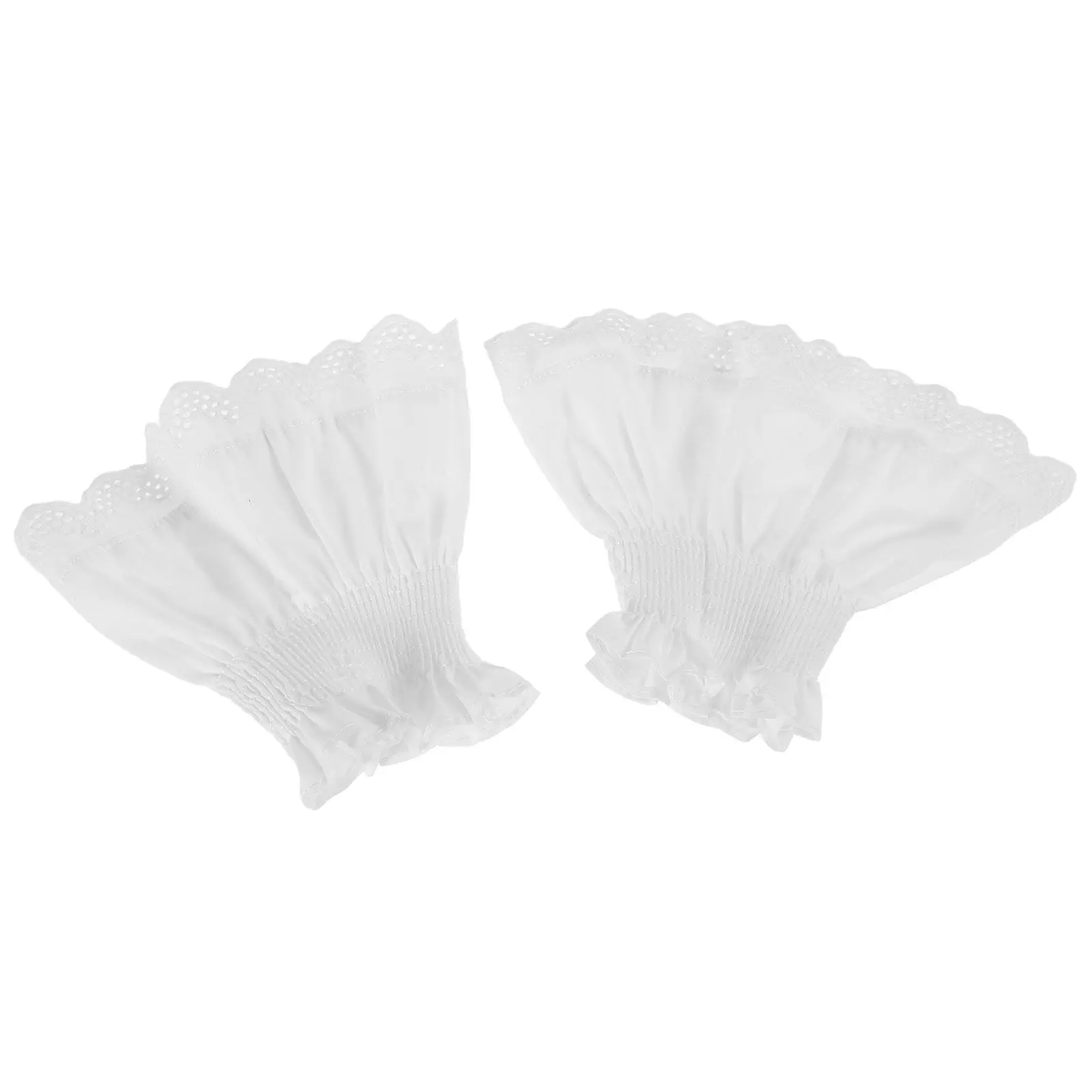 1Pair White Lace Wrist Cuffs Detachable Ruffled Crochet Fake Sleeve Cuffs Cotton Embroidery Lace Bracelet Vintage Protective